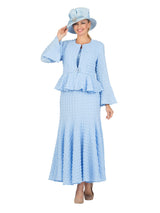 3pc Popcorn Peplum Jkt, Cami, Maxi Skirt Set-Plus