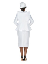 2pc Silky Twill Ruffled Neck Suit - Plus