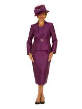 3pc Silky Twl Notch Stoned Collar Skt Suit-Plus