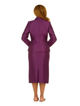 3pc Silky Twl Notch Stoned Collar Skt Suit-Plus