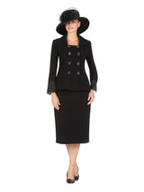 2pc Dbl Breasted Skt Suit w/ Ogz Collar&Cuff-Plus