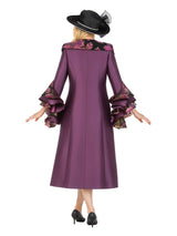 Floral Brocade Dress&Silky Twill Rfl Coat Set-Plus