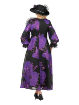 Metallic Brocade A-line Drs w/ Statement Flwr-Plus