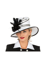 Med Brim 2-tone Ribbon Hat w/ Flower