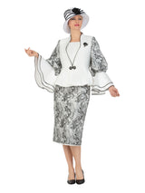 3pc Embroidered Lace Skirt Suit w/ Bell Slv-Plus