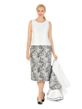 3pc Embroidered Lace Skirt Suit w/ Bell Sleeves