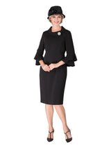 Draped Collar Bell Sleeve Shift Dress-Plus