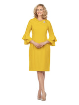 Draped Collar Bell Sleeve Shift Dress-Plus