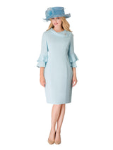 1pc Cowl Neck 3/4 Ruffled Sleeve Dress - Plus Size