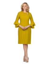 Draped Collar Bell Sleeve Shift Dress-Plus
