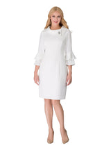 Draped Collar Bell Sleeve Shift Dress-Plus