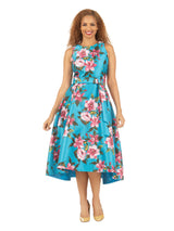 Sleeveless Full Flare Hi-Lo Drs w/ Styling Belt