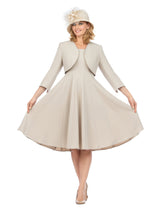 2pc Multi-Paneled Flare Dress w/ Jkt-Plus size