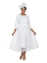 Long Slv Lux Lace A-line Dress w/ Belt - Plus