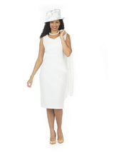 2pc Pearl V-neck Sheath Dress w/ Lace Jacket-Plus