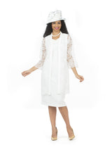 2pc Pearl V-neck Sheath Dress w/ Lace Jacket