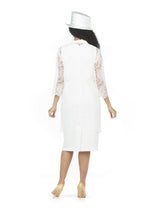 2pc Pearl V-neck Sheath Dress w/ Lace Jacket