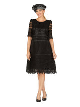 1pc Elbow Length Slv Lux Lace Shift Dress