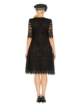 1pc Elbow Length Slv Lux Lace Shift Dress