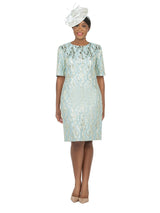 Short Slv Brocade Sheath Dress - Plus
