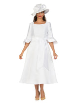 Silky Twill Ruffle Sleeve A-line Sash Dress-Plus