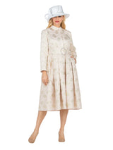 Stand Collar A-line Metallic Brcd Drs w/ Belt