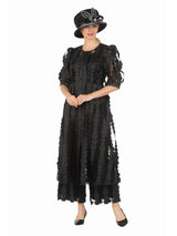 3pc Sheer Long Jkt, Cami+Pants Set