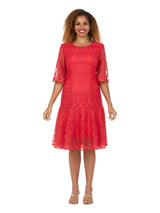 Ornate Lace Fit-and-Flare Midi Dress