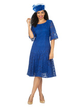 Ornate Lace Fit-and-Flare Midi Dress