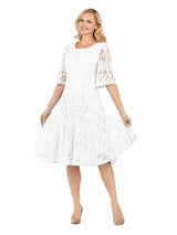 Ornate Lace Fit-and-Flare Midi Dress