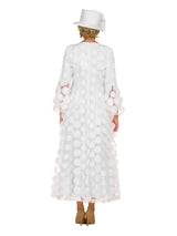 Elegant 3D Dot Mesh Bell Sleeve Maxi Dress