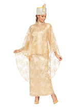 2pc Lux Sequined Lace Drs + Hi-low Cape-Plus
