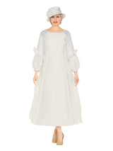 A-line Balloon Slv Dress w/ Circular Petal Design