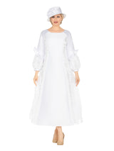 A-line Balloon Slv Dress w/ Circular Petal Design