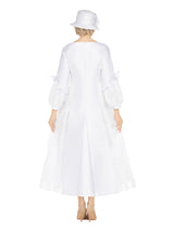 A-line Balloon Slv Dress w/ Circular Petal Design