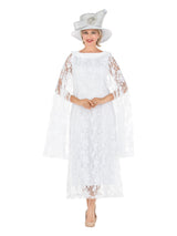 Faux 2pc Lace Overlay Drs w/ Cape