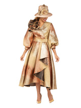Metallic Brocade Dress with Cascade Ruffle-Plus