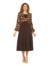 Faux 2pc A-line Knit & Crepe Dress-Plus