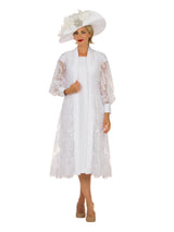 2pc Midi Dress w/ Sheer Lace Overlay Jacket