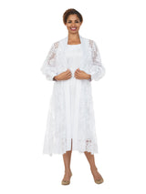 2pc Midi Dress w/ Sheer Lace Overlay Jacket
