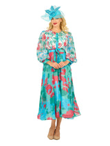 Embroidered Floral Chiffon Maxi Dress w/ Belt-Plus