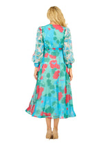 Embroidered Floral Chiffon Maxi Dress w/ Belt-Plus