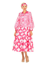 Bold Prt Tiered Button-Front Midi Drs w/ Belt-Plus