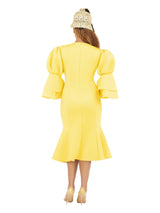 Puff Bell Slv Scuba Dress w/ Mermaid Sweep