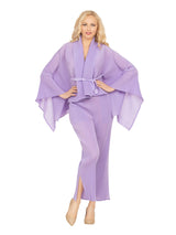2pc Pleated Pants Set w/ Robe Short Jkt