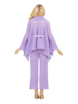 2pc Pleated Pants Set w/ Robe Short Jkt