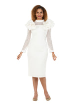 Elegant Scuba Sheath Dress w/ Semi-Sheer Lace Slv
