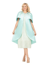 Embellished Cape Jkt&Geometric Sheath Dress Set
