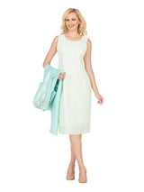 Embellished Cape Jkt&Geometric Sheath Dress Set