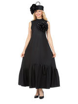 Luxury Flare Dress with Handcrafted Floral Detail